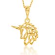 9ct Yellow Gold Unicorn Outline Pendant Cheap