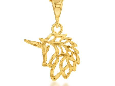 9ct Yellow Gold Unicorn Outline Pendant Cheap