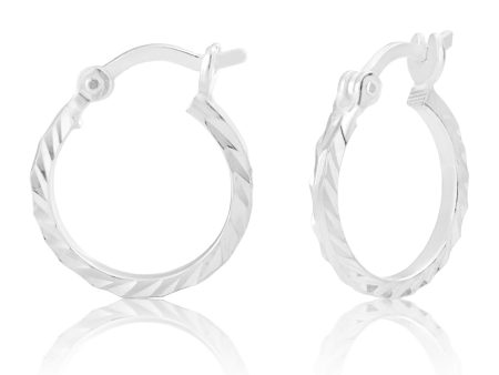 Sterling Silver 15mm Dicut Hoop Earrings Online Hot Sale