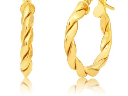 Silverfilled 9ct Yellow Gold Fancy Twist 15mm Hoop Earrings Online Hot Sale