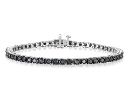 3.30 Carat Black Diamond 18cm Tennis Bracelet in Sterling Silver Cheap