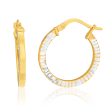 9ct Yellow Gold Silver Filled Side Diamond Cut Hoops Earrings Discount