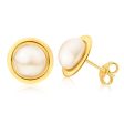 9ct Yellow Gold 7mm Freshwater Pearl Studs Discount