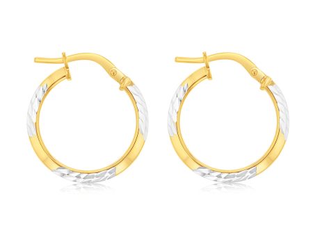 Silverfilled 9ct Yellow Gold 15mm Hoop Earrings With Diamond Cut Details Online Hot Sale