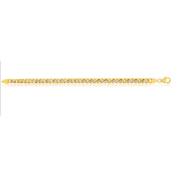 9ct Yellow and White Gold Silver Filled Curb 19cm Bracelet Cheap