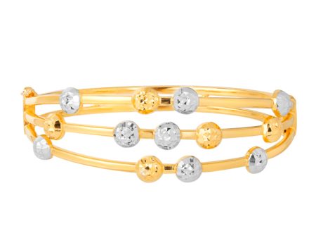 TOMEI Three Rows Laser Balls Bangle, Yellow Gold 916 Online