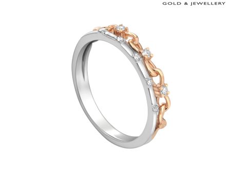 TOMEI Love Joins Us Together Diamond Ring, White+Rose Gold 585 For Sale