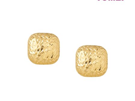 TOMEI Lusso Italia Laser Cut Square Earrings, Yellow Gold 916 For Sale