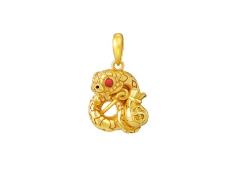 TOMEI Snake with Money Bag Pendant, Yellow Gold 916 Fashion