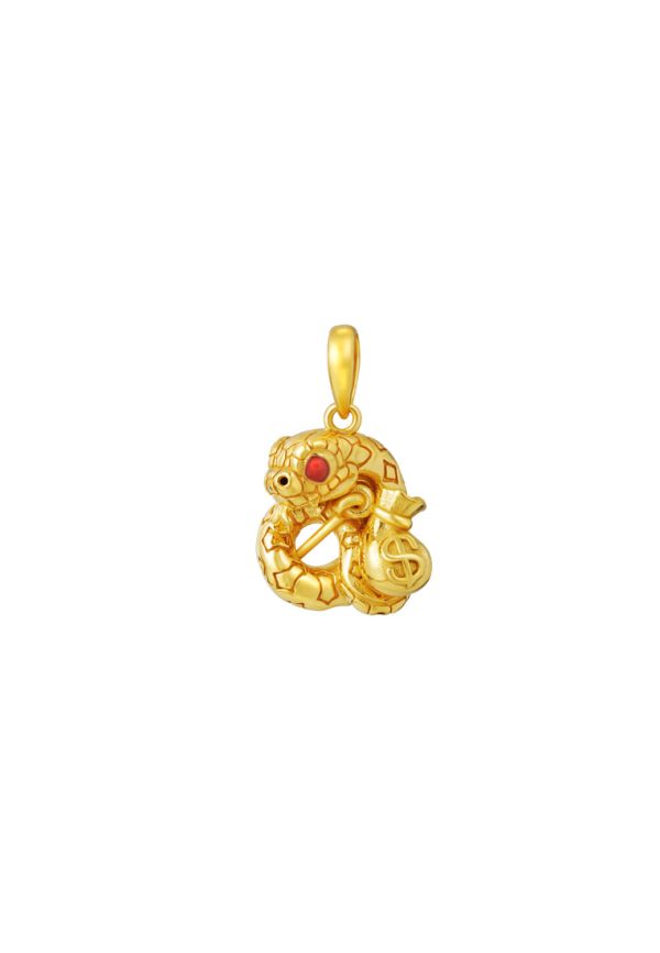 TOMEI Snake with Money Bag Pendant, Yellow Gold 916 Fashion