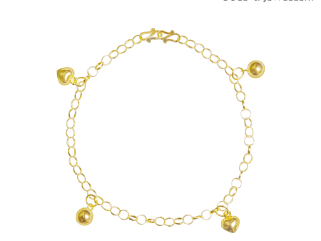 TOMEI Jingling & Blessing Quadruple Treasures Baby Anklet, Yellow Gold 916 (22K) Sale