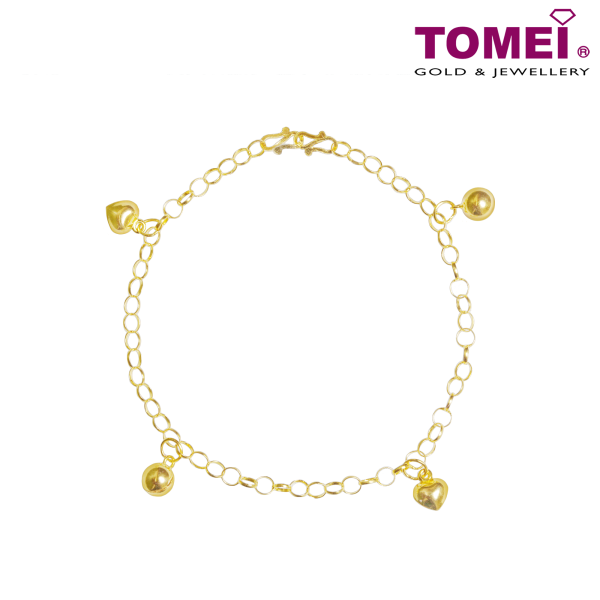 TOMEI Jingling & Blessing Quadruple Treasures Baby Anklet, Yellow Gold 916 (22K) Sale