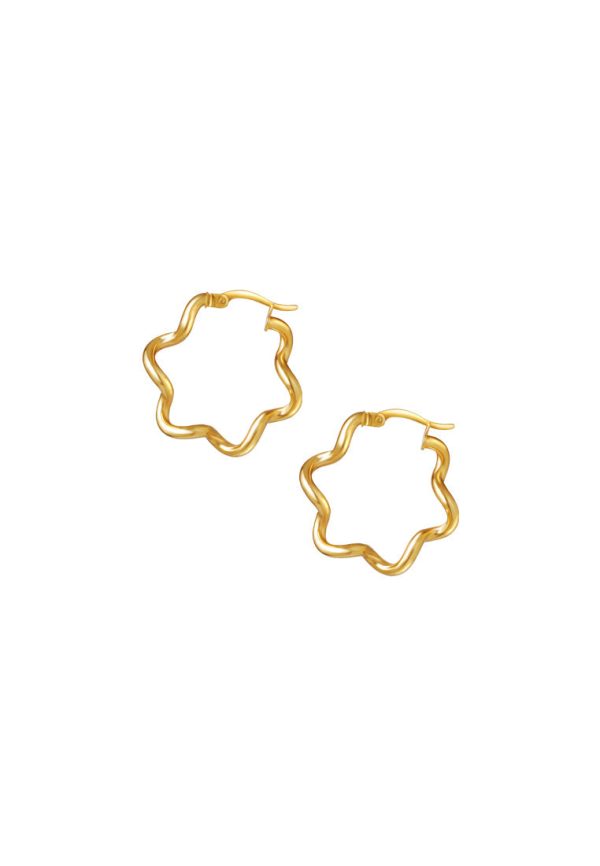 TOMEI Lusso Italia Minimalist Wavy Hoop Earrings, Yellow Gold 916 For Discount