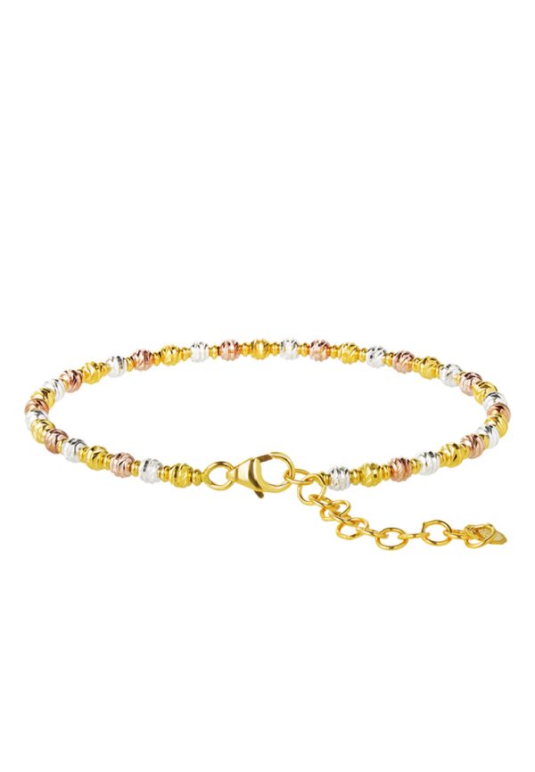 TOMEI Lusso Italia Tri-Tone Beads Bangle, Yellow Gold 916 Fashion