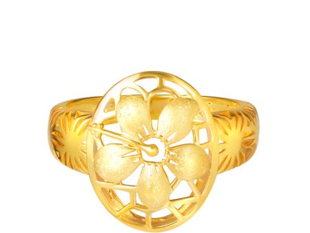 TOMEI Sri Puteri Collection Hibiscus Ring, Yellow Gold 916 Online now