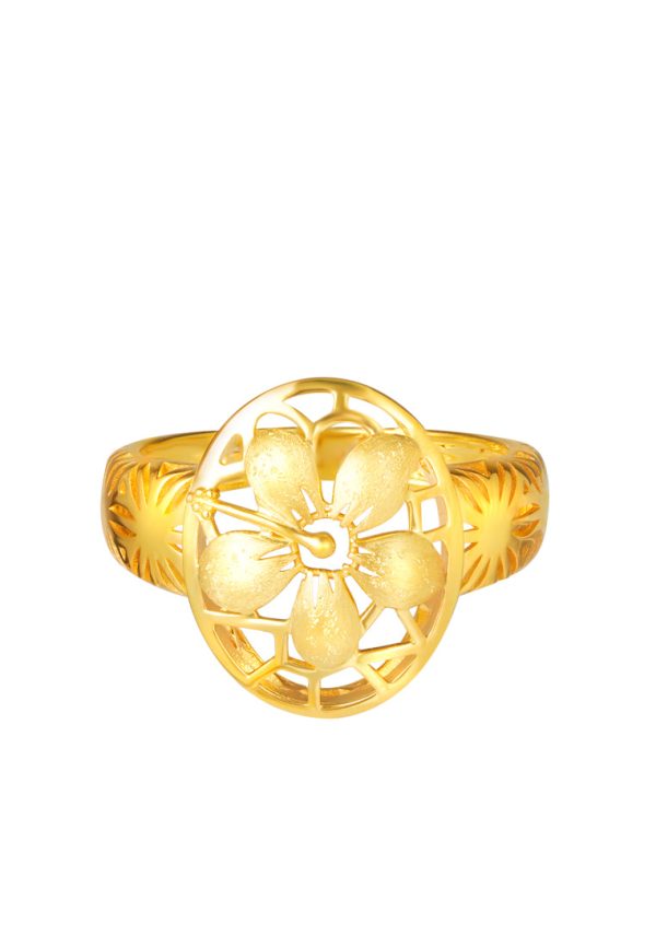 TOMEI Sri Puteri Collection Hibiscus Ring, Yellow Gold 916 Online now