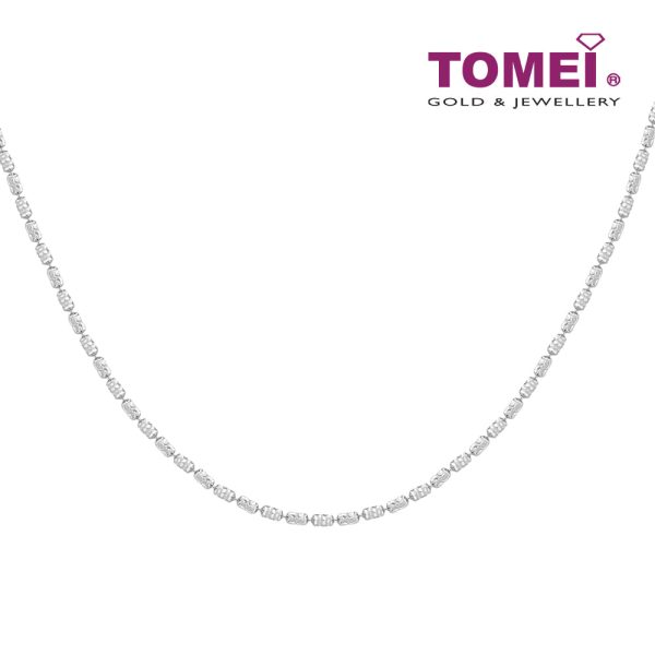 Tomei Sparkling with Laser Necklace, Unisex White Gold 585 Cheap