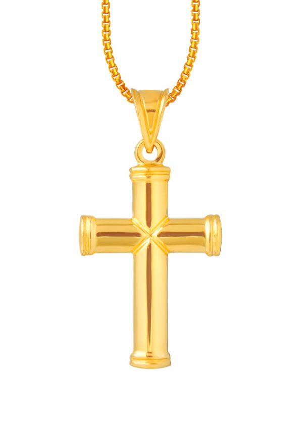 TOMEI Lusso Italia Cross Pendant, Yellow Gold 916 Discount