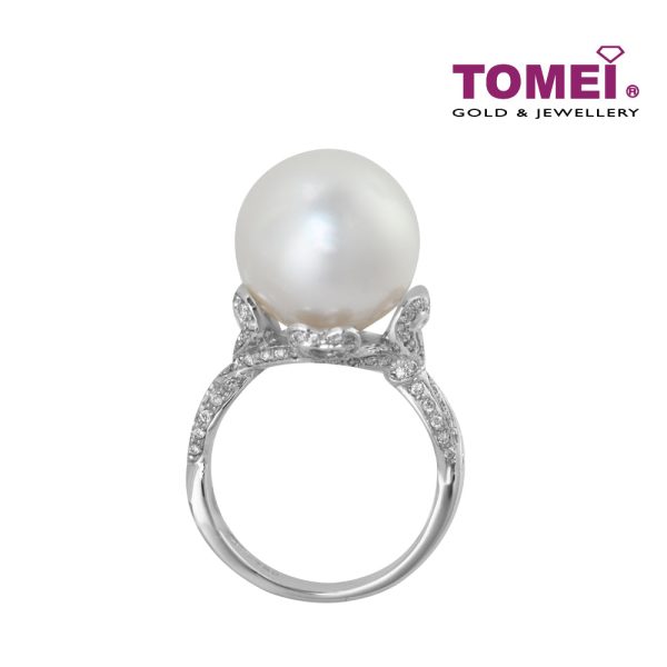 TOMEI Ring, Diamond Pearl White Gold 750 (PO0001074) For Discount