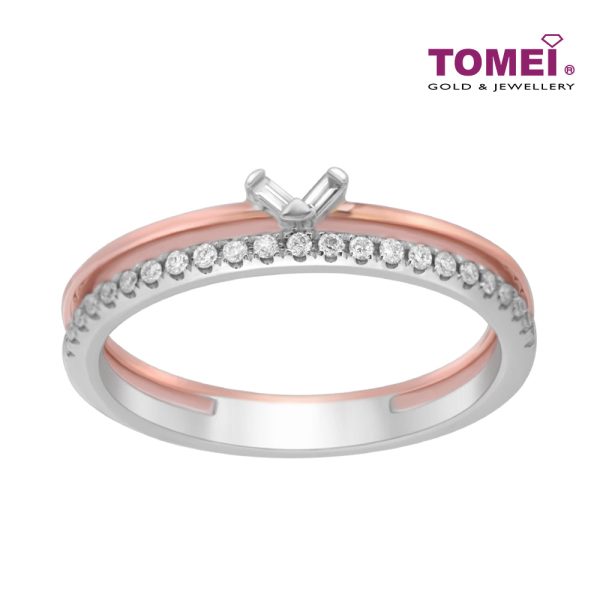 TOMEI Precious Trinity Collection Diamond Ring, White+Rose Gold 585 For Discount