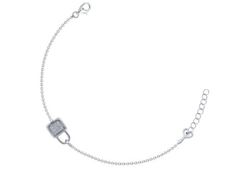 TOMEI Padlock Diamond Bracelet, White Gold 750 Cheap