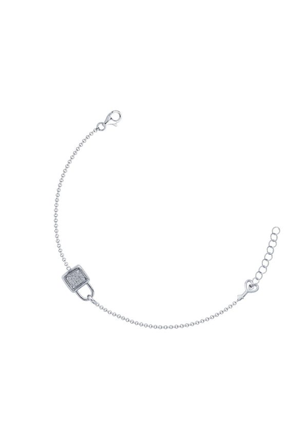 TOMEI Padlock Diamond Bracelet, White Gold 750 Cheap