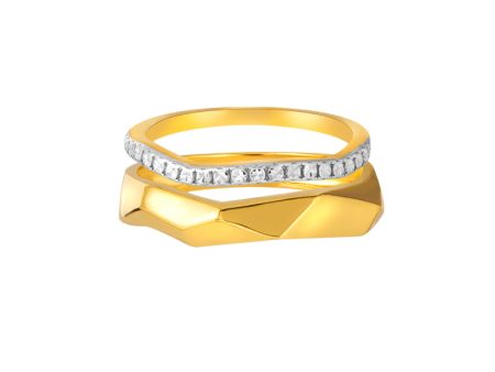 TOMEI Diamond Cut Collection 2-in-1 Ring, Yellow Gold 916 on Sale