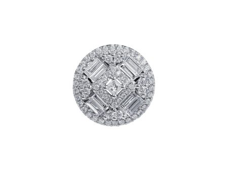 TOMEI Rounded Sparkling Diamond Pendant, White Gold 750 Hot on Sale