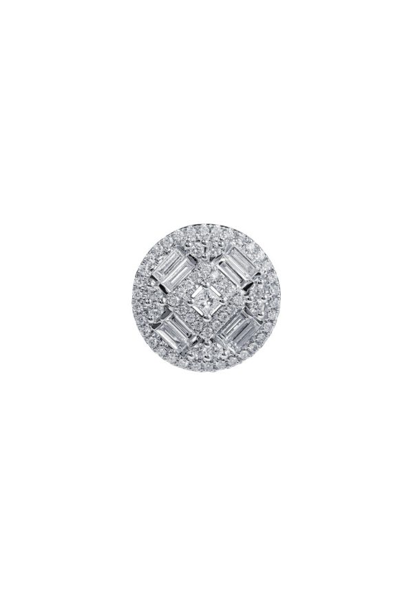 TOMEI Rounded Sparkling Diamond Pendant, White Gold 750 Hot on Sale