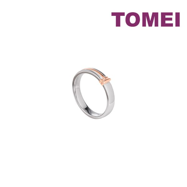 TOMEI【爱的羁绊】Evermore Couple Ring, White+Rose Gold 750 Fashion