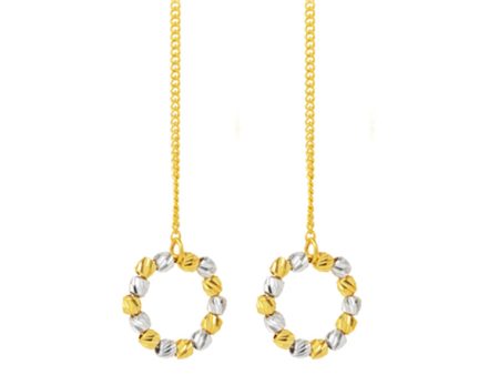 TOMEI Dual-Tone Circular Beads Earrings, Yellow Gold 916 For Discount