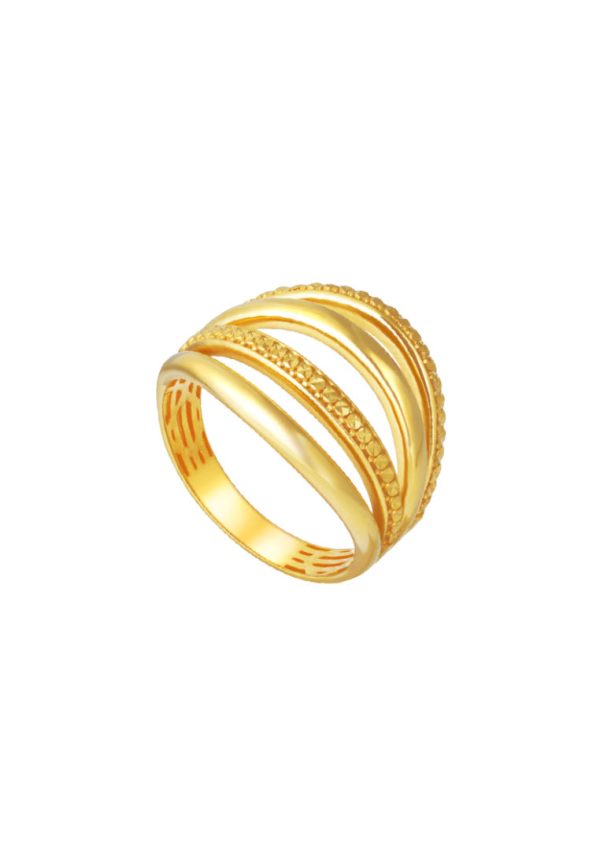 TOMEI Lusso Italia Quadruple Harmony Ring, Yellow Gold 916 Cheap