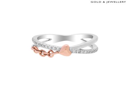 TOMEI Love Is Beautiful Collection Diamond RIng, White+Rose Gold 585 Fashion