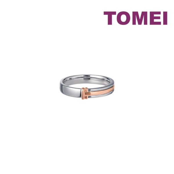 TOMEI【爱的羁绊】Evermore Couple Ring, White+Rose Gold 750 Fashion