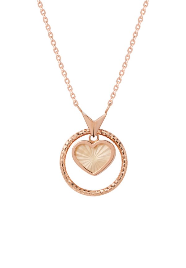 TOMEI Rouge Collection, Nacre Heart in Circle Necklace, Rose Gold 750 For Discount