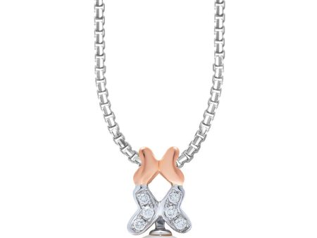 TOMEI Pearl-fection Butterfly Pendant Set, White+Rose Gold 585 Online