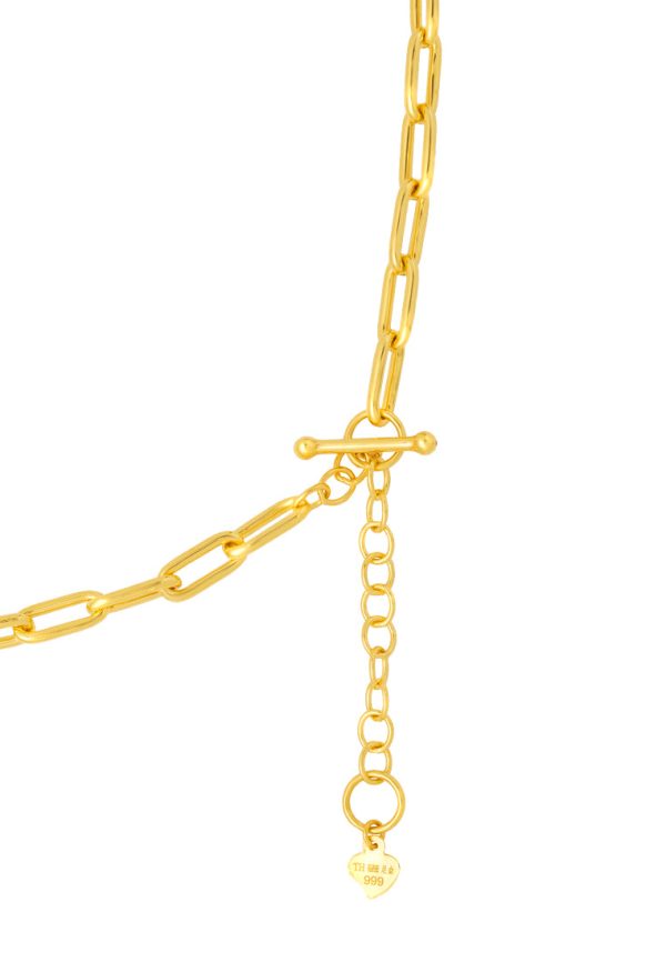 TOMEI Paperclip & Chain Necklace, Yellow Gold 999 (5D) Supply