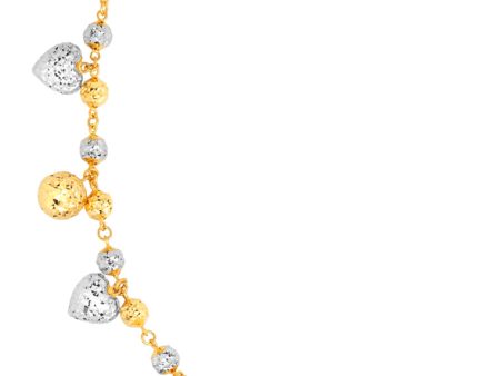 TOMEI Dual-Tone Lovely Beads Bracelet, Yellow Gold 916 Hot on Sale