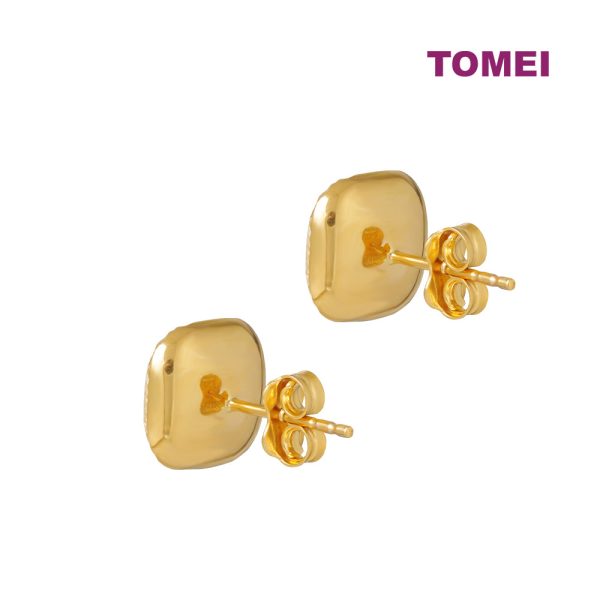 TOMEI Lusso Italia Laser Cut Square Earrings, Yellow Gold 916 For Sale