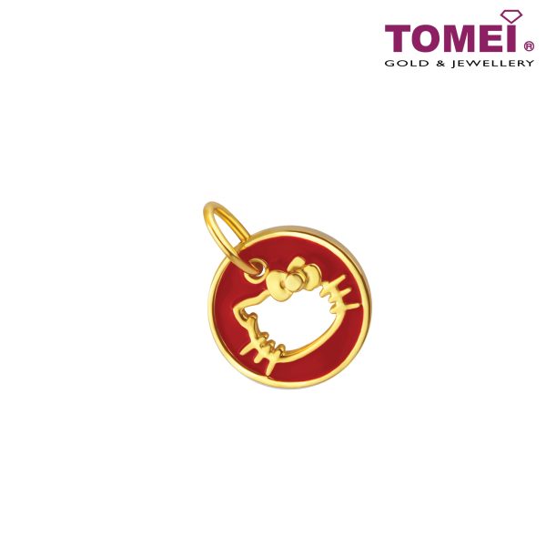 TOMEI x Hello Kitty Golden Prosperity Kitty Red Circle Pendant, Yellow Gold 916 Cheap