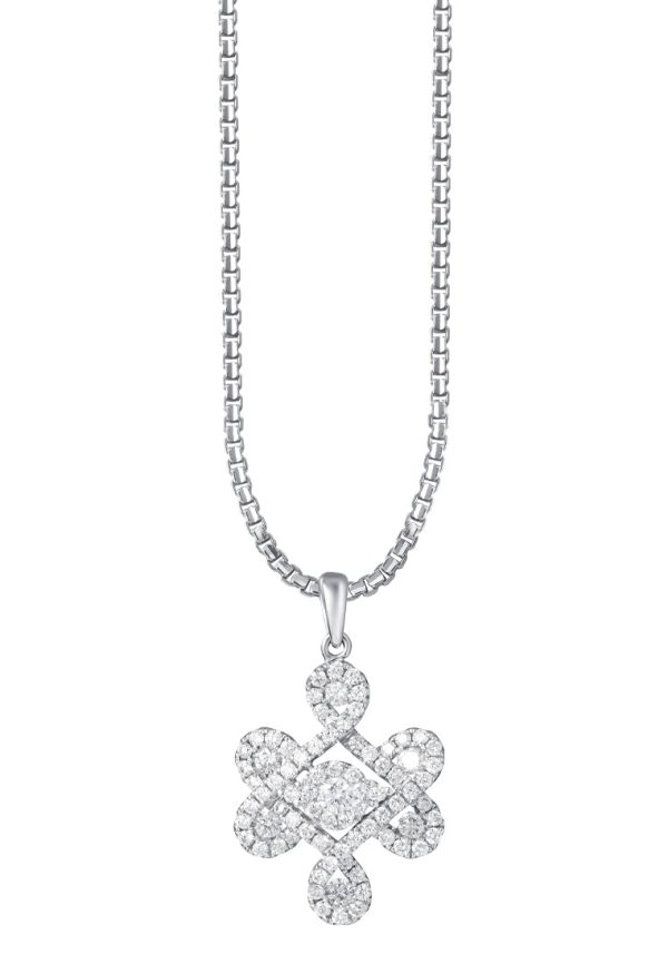 TOMEI Ruyi Knot Diamond Pendant, White Gold 750 Supply