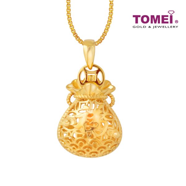 TOMEI Money Bag Pendant, Yellow Gold 916 For Discount