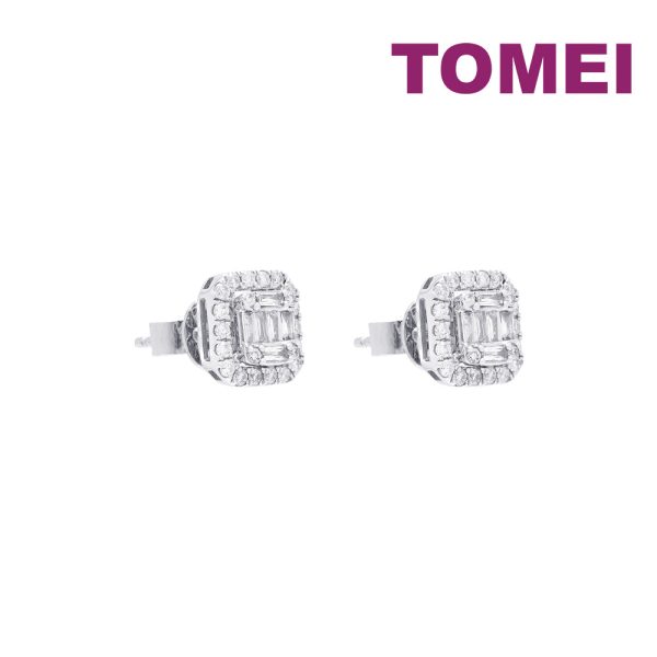 TOMEI Radiant Glowing Diamond Earrings, White Gold 750 Hot on Sale