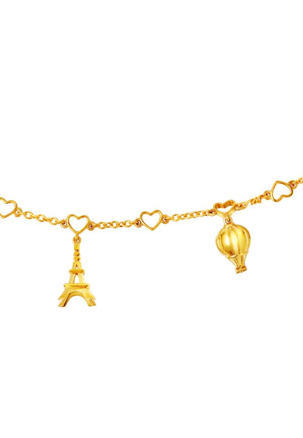 TOMEI Travel With Love Bracelet, Yellow Gold 916 For Discount