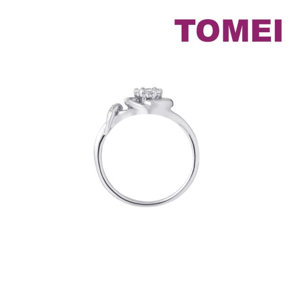 TOMEI Minimalist Blossom Diamond Ring, White Gold 375 Cheap