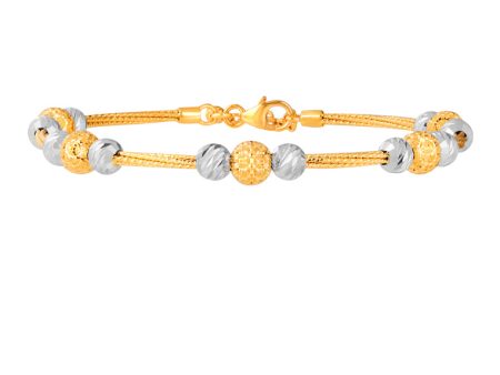 TOMEI Lusso Italia Dual Tone Beads Bangle, Yellow Gold 916 Online Hot Sale