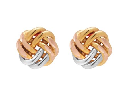 TOMEI Trio Tone Rounded Knot Earrings, Gold 585 Discount