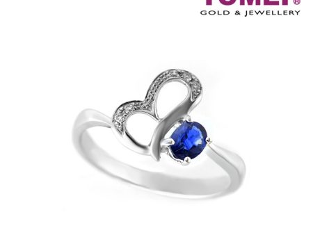 TOMEI Peace And Love Ring, Sapphire White Gold 750 (R0644) on Sale