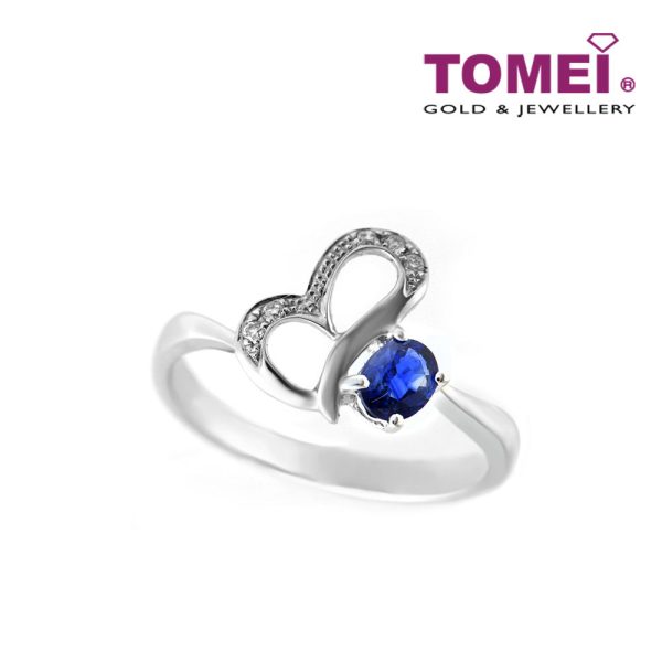 TOMEI Peace And Love Ring, Sapphire White Gold 750 (R0644) on Sale