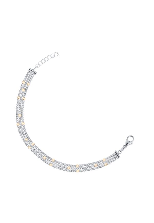 TOMEI Trio Rows Bead Bracelet, White+Yellow Gold 585 Hot on Sale